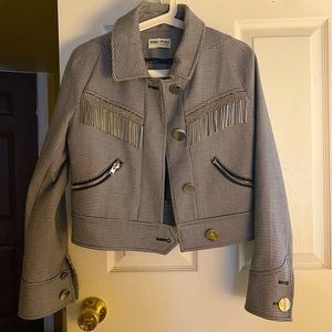 Very chic Miu Miu jacket with silver toned tassels